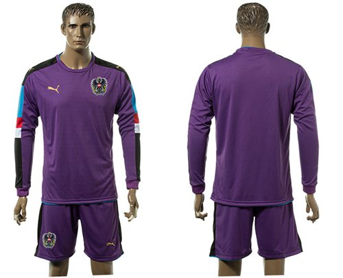 Austria Blank Purple Goalkeeper Long Sleeves Soccer Country Jersey - Click Image to Close